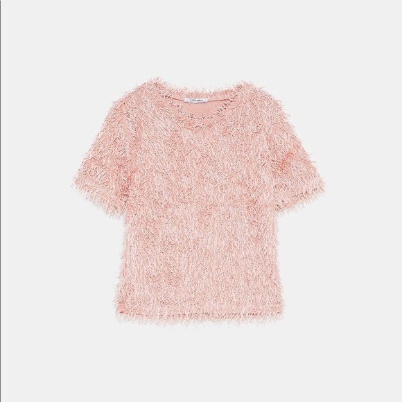 Zara Tops - Zara rose pink fringe shirt NEW